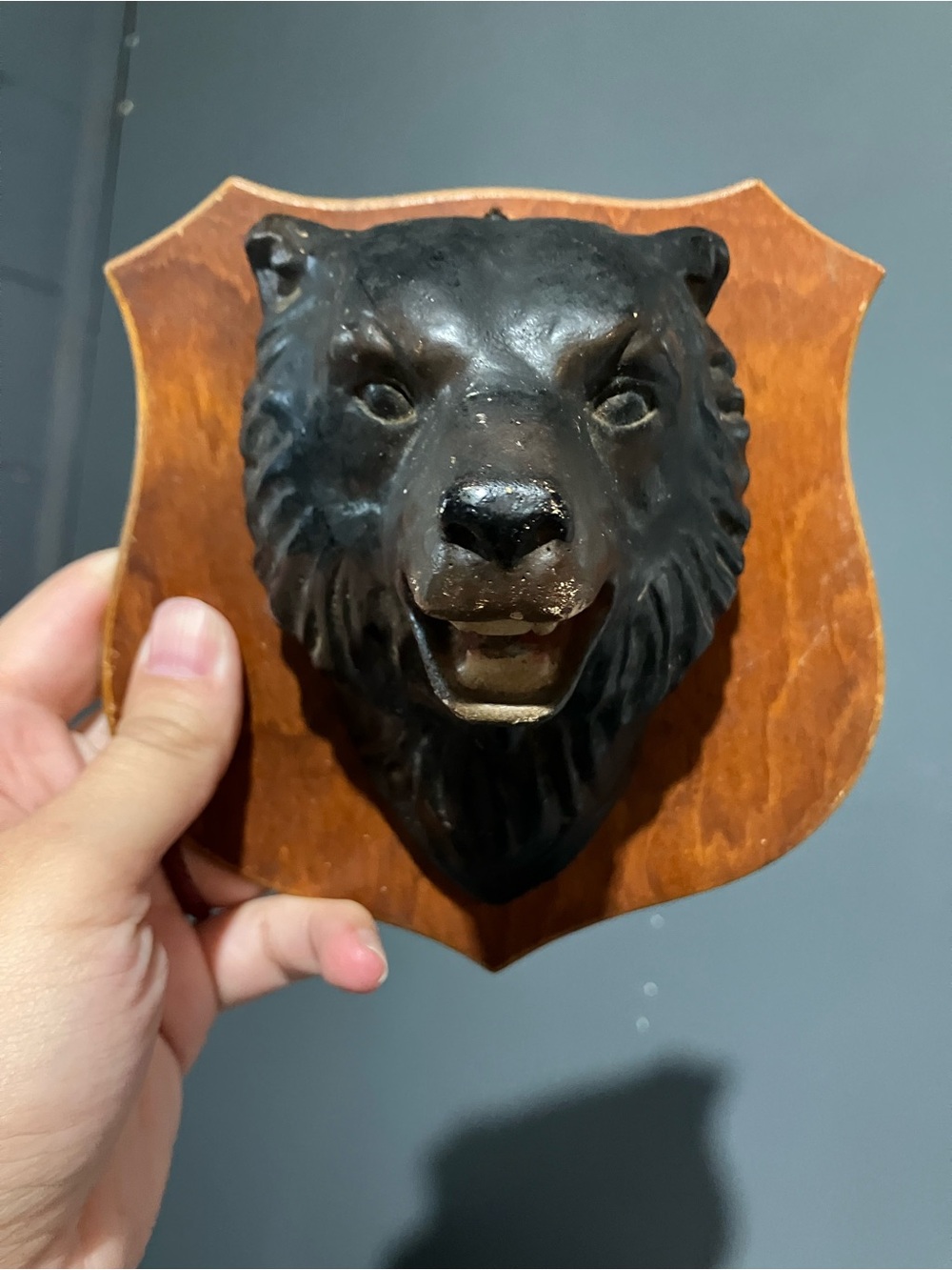 Vintage Chalkware Grizzly Bear Head Wall Plaque Faux Taxidermy